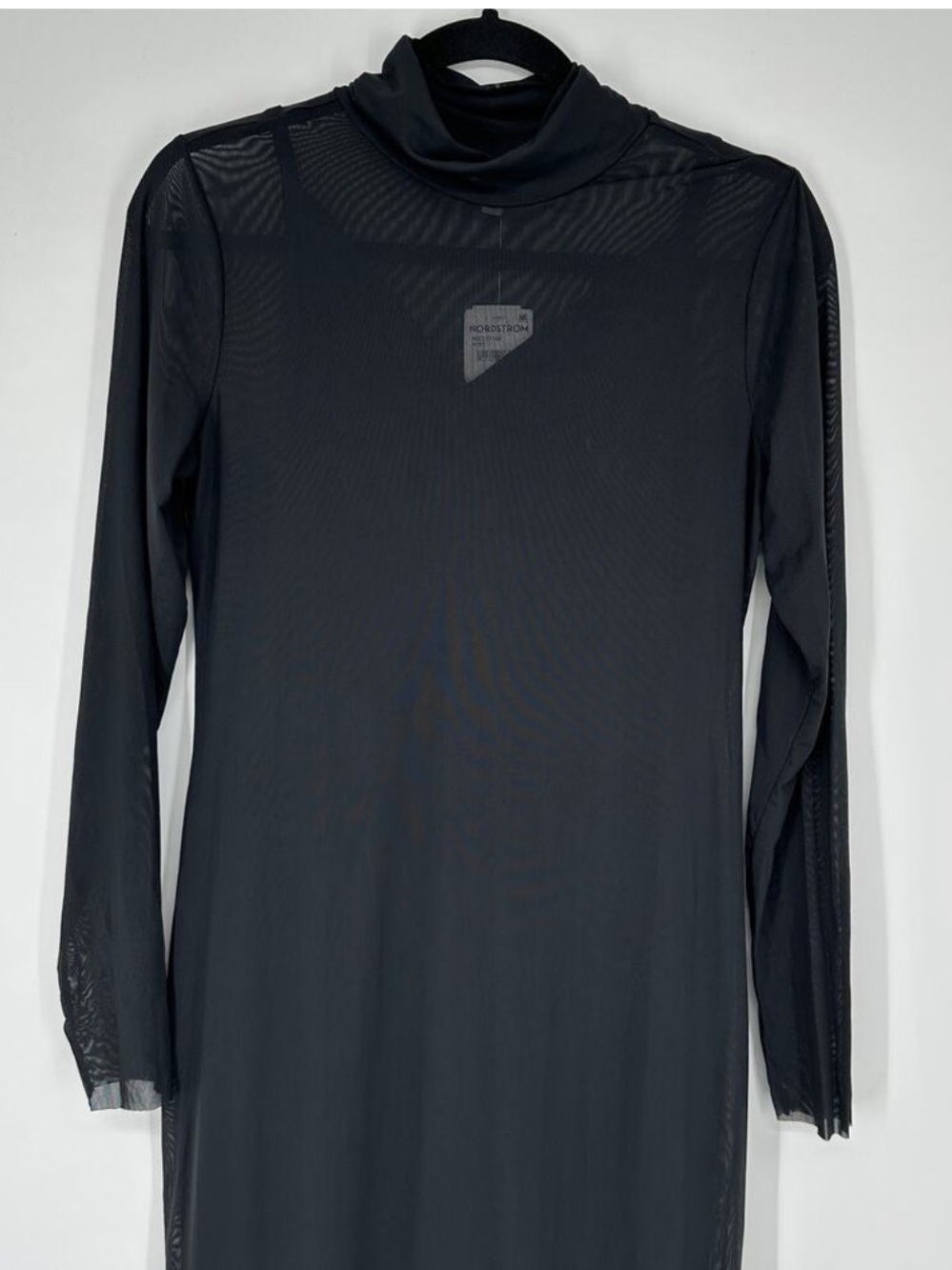 AFRM Marni Black Mock Neck Long Sleeve Mesh Midi Womens Dress Size X-Large NWT - Picture 9 of 12